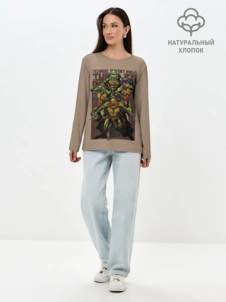 Лонгслив женский. Хлопок / Черепашки-ниндзя