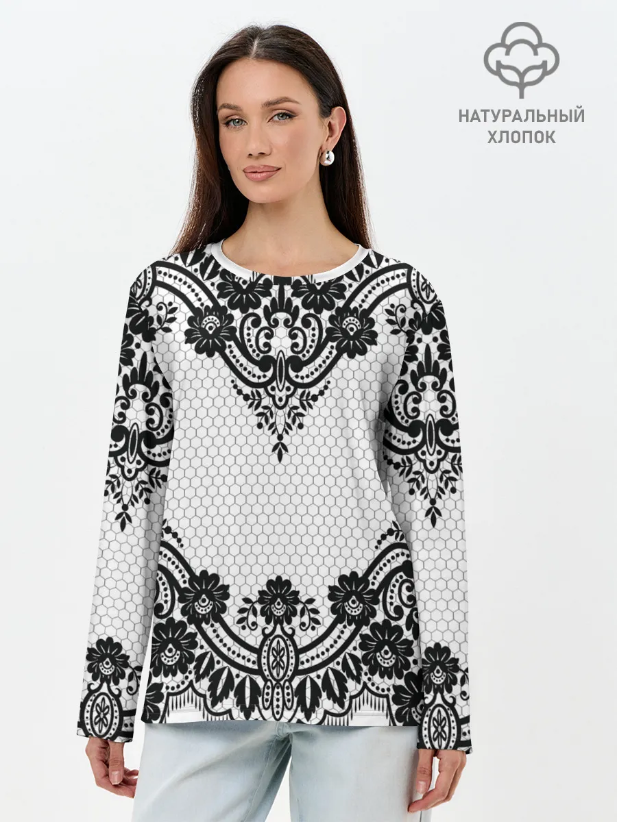 Лонгслив женский. Хлопок / КРУЖЕВА | WEAVING