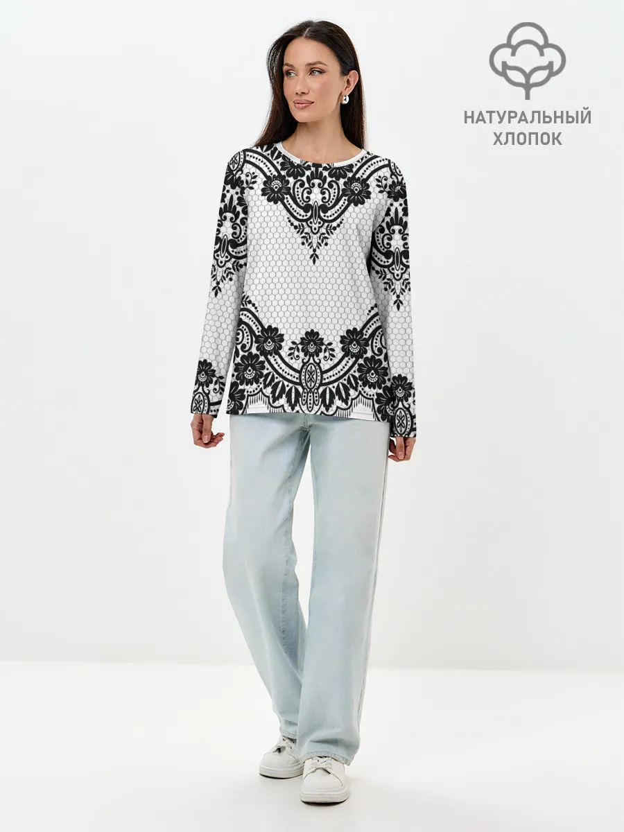 Лонгслив женский. Хлопок / КРУЖЕВА | WEAVING