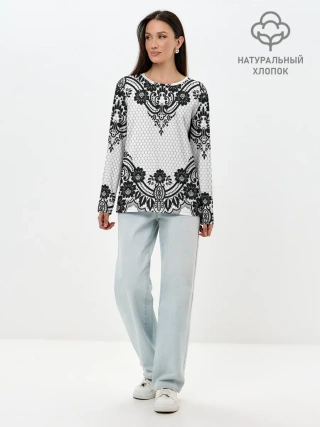 Лонгслив женский. Хлопок / КРУЖЕВА | WEAVING