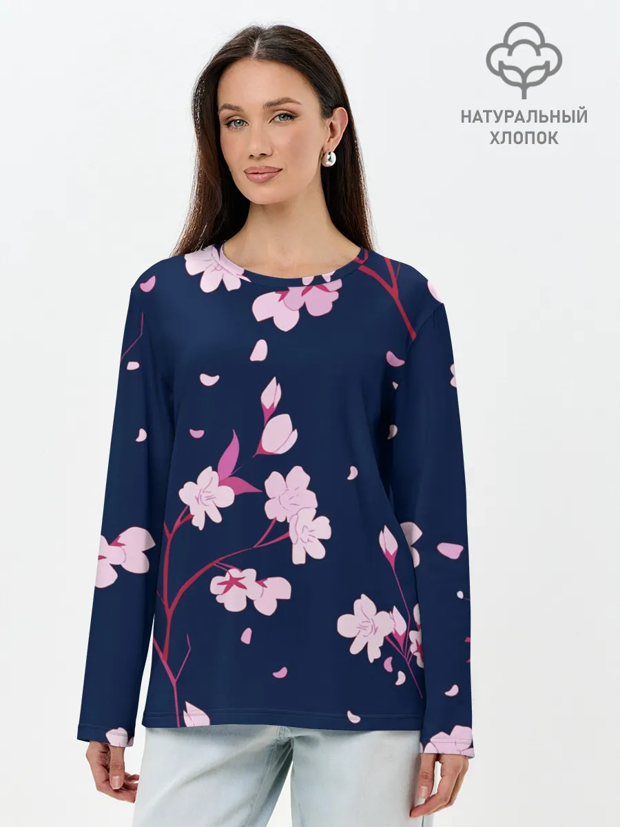 Лонгслив женский. Хлопок / Сакура