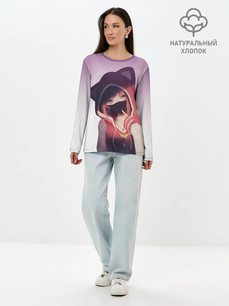 Лонгслив женский. Хлопок / Аниме. Маска