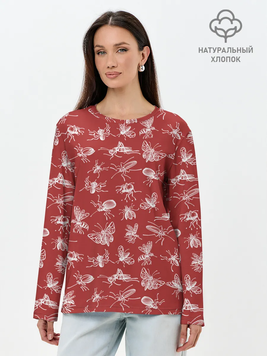 Лонгслив женский. Хлопок / Насекомые
