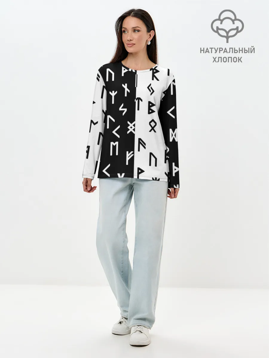 Лонгслив женский. Хлопок / РУНЫ