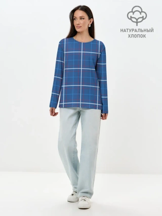 Лонгслив женский. Хлопок / Шотландка