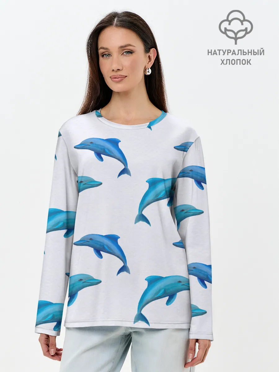 Лонгслив женский. Хлопок / Рай для дельфина