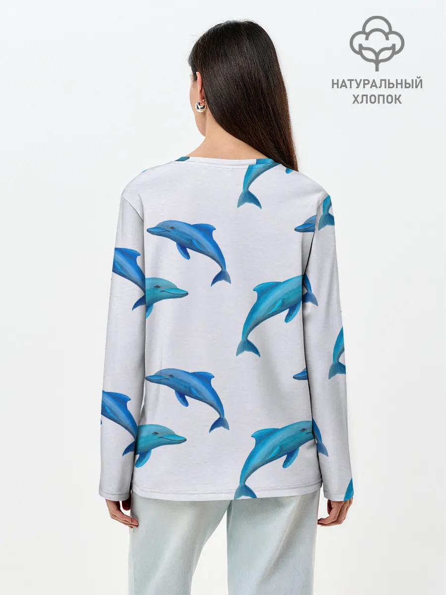 Лонгслив женский. Хлопок / Рай для дельфина