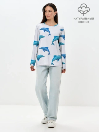 Лонгслив женский. Хлопок / Рай для дельфина