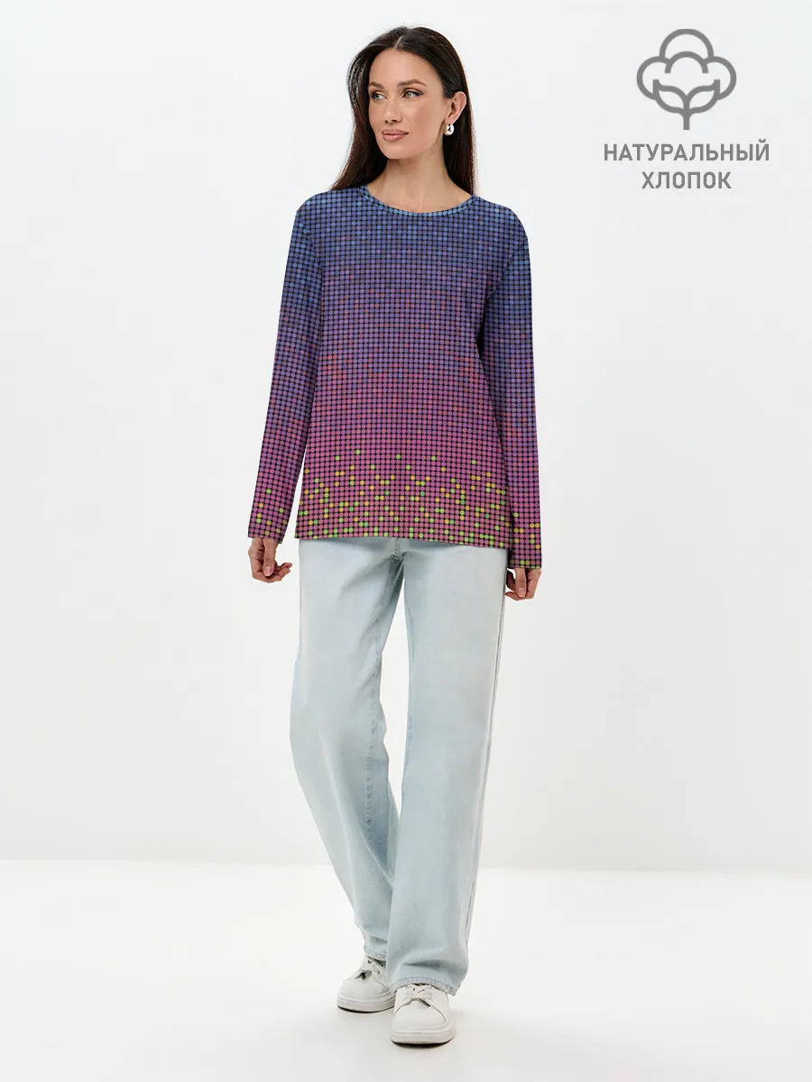 Лонгслив женский. Хлопок / Ретро узор