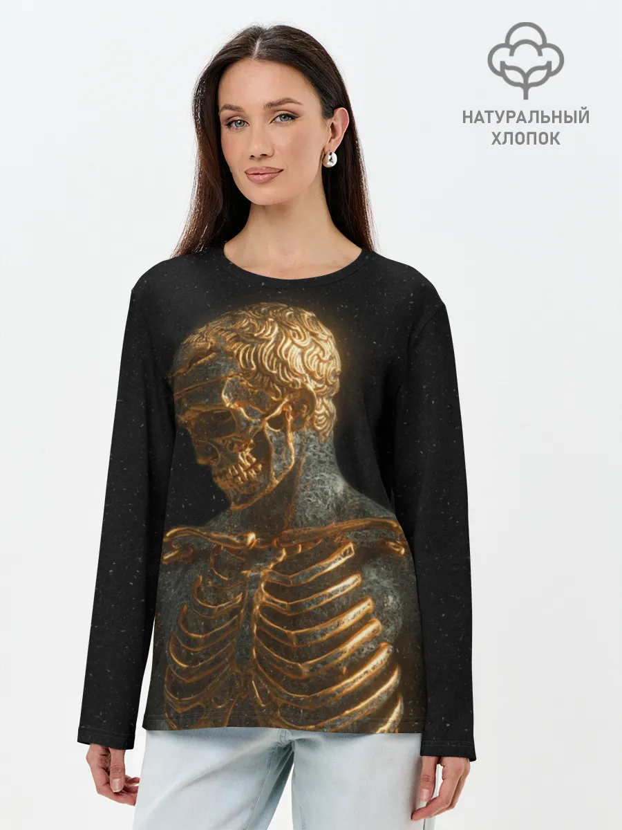 Лонгслив женский. Хлопок / Скелет В Золоте