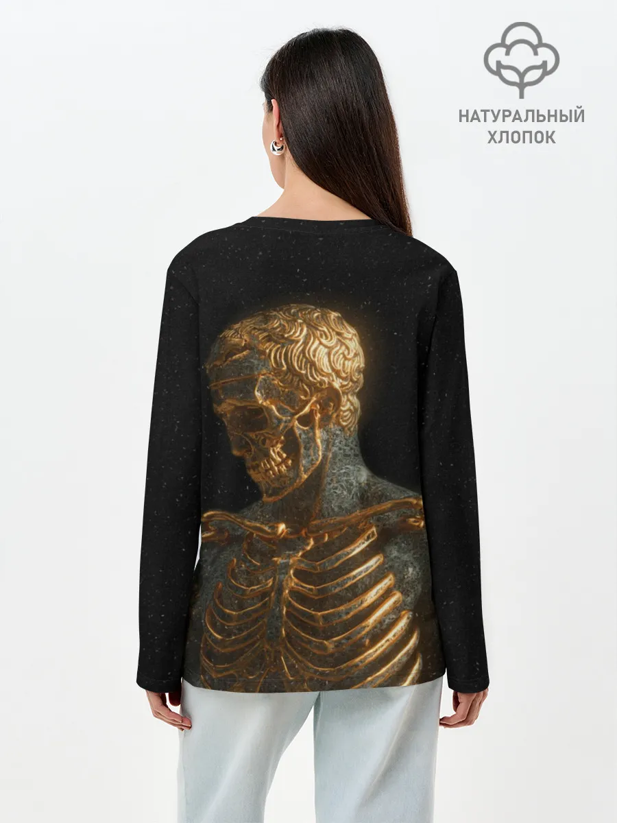 Лонгслив женский. Хлопок / Скелет В Золоте