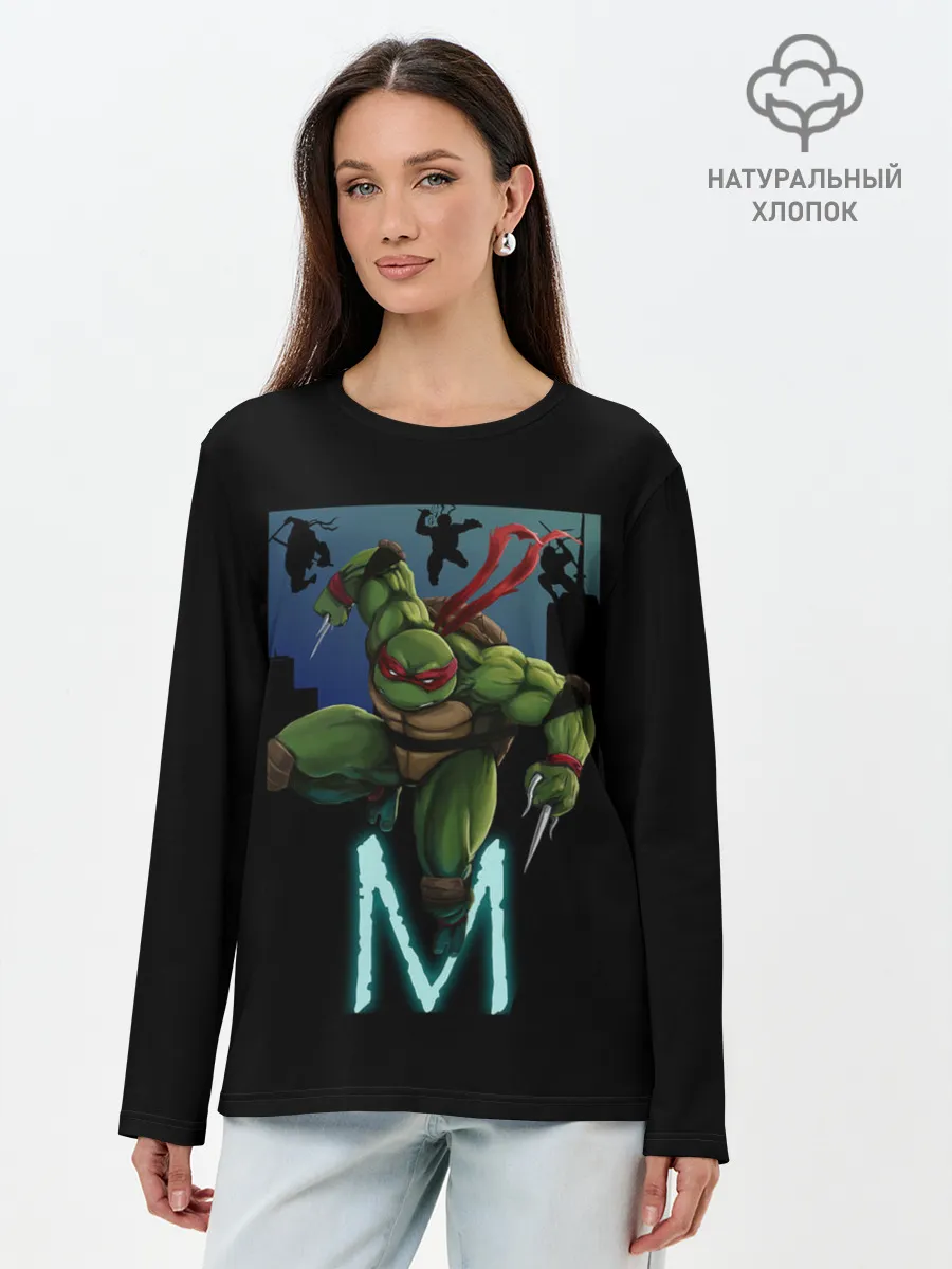 Лонгслив женский. Хлопок / Черепашки-ниндзя