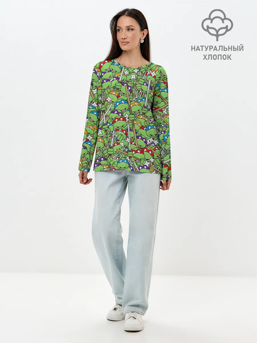 Лонгслив женский. Хлопок / Черепашки ниндзя