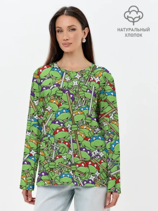 Лонгслив женский. Хлопок / Черепашки ниндзя