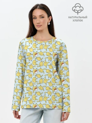 Лонгслив женский. Хлопок / Пикачу.