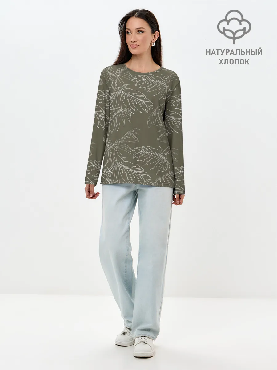 Лонгслив женский. Хлопок / листья пальмы