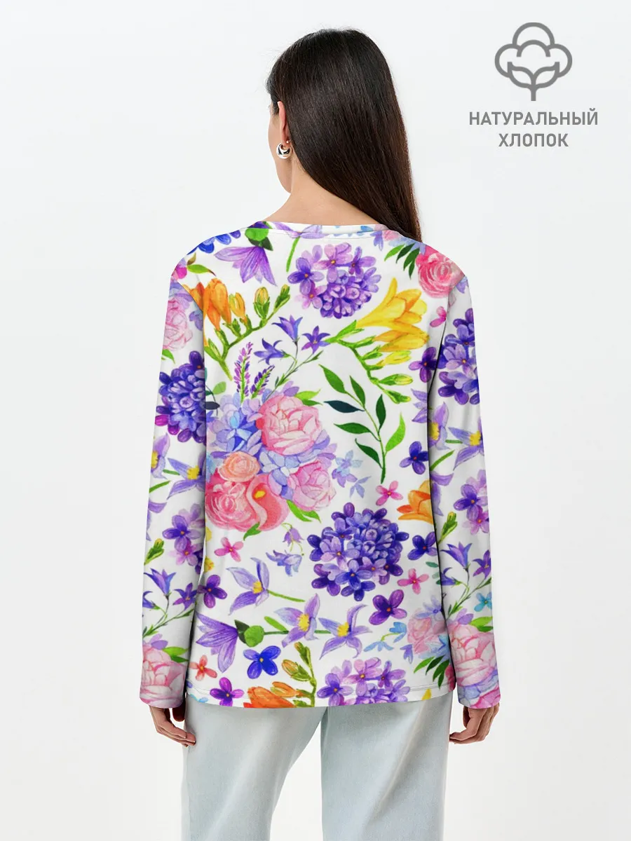 Лонгслив женский. Хлопок / Весенняя пора | Акварель