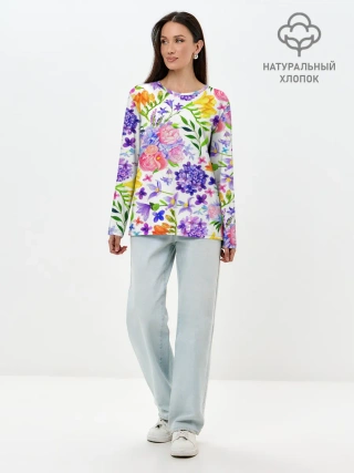 Лонгслив женский. Хлопок / Весенняя пора | Акварель