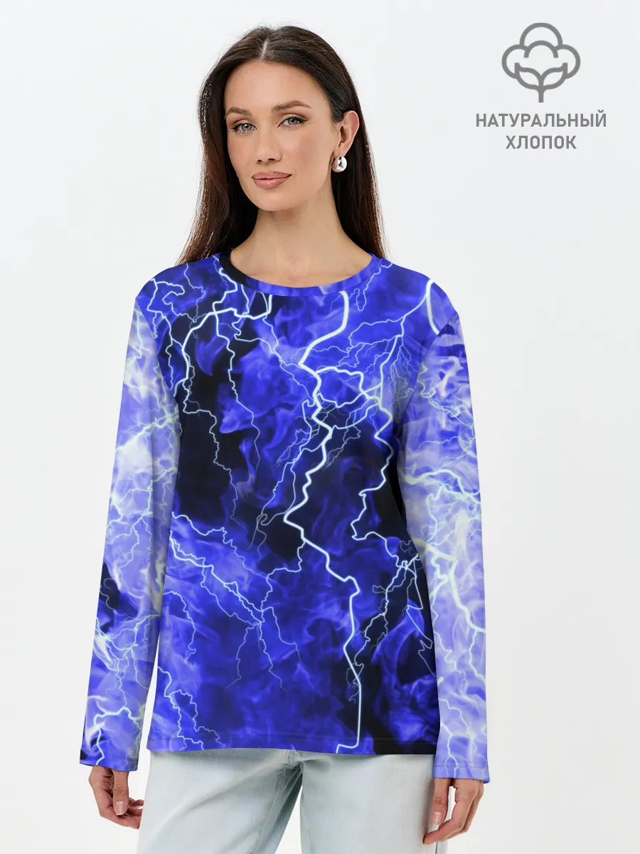 Лонгслив женский. Хлопок / МОЛНИЯ BLUE