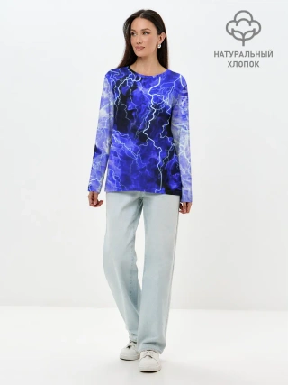 Лонгслив женский. Хлопок / МОЛНИЯ BLUE