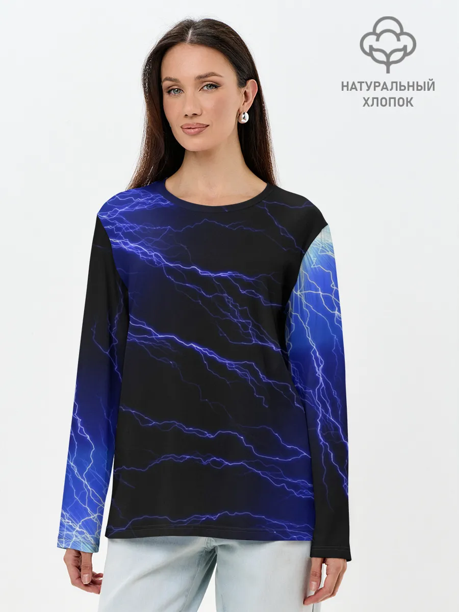 Лонгслив женский. Хлопок / МОЛНИИ | РАЗРЯДЫ | НЕОН