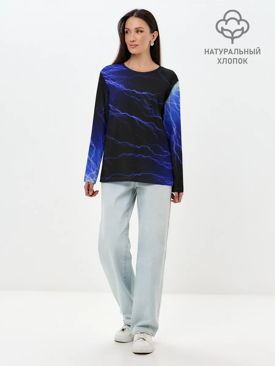 Лонгслив женский. Хлопок / МОЛНИИ | РАЗРЯДЫ | НЕОН