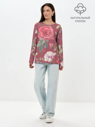 Лонгслив женский. Хлопок / rose