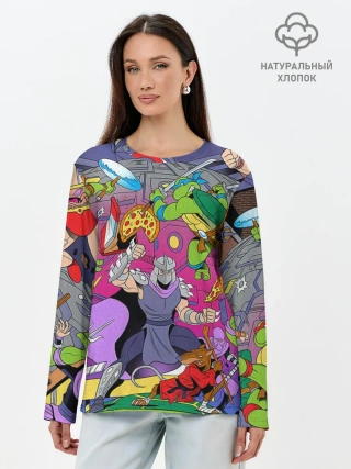 Лонгслив женский. Хлопок / ЧЕРЕПАШКИ