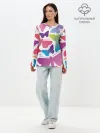 Лонгслив женский. Хлопок / БАБОЧКИ ПАТТЕРН | BUTTERFLY PATTERN
