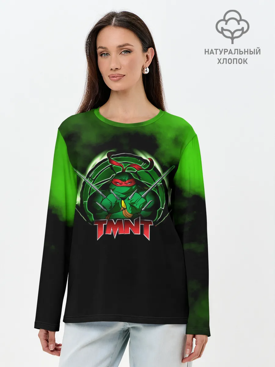 Лонгслив женский. Хлопок / TMNT Рафаэль