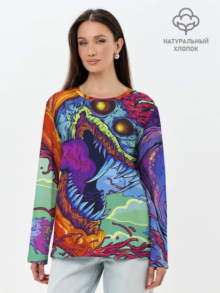Лонгслив женский. Хлопок / CS GO HYPERBEAST | КС ГО ХАЙПЕРБИСТ