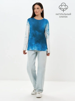 Лонгслив женский. Хлопок / СИНИЙ ДЫМ