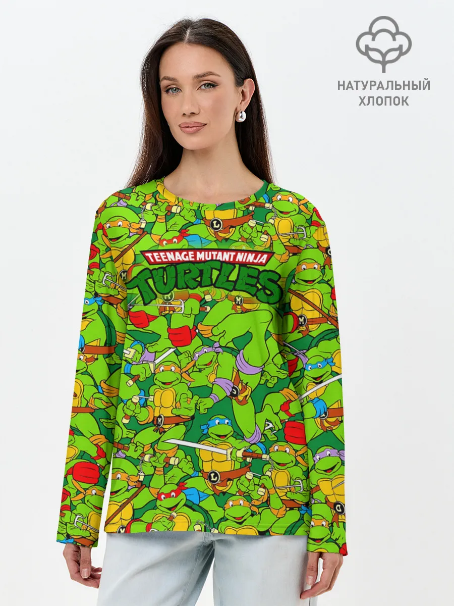 Лонгслив женский. Хлопок / Черепашки - ниндзя