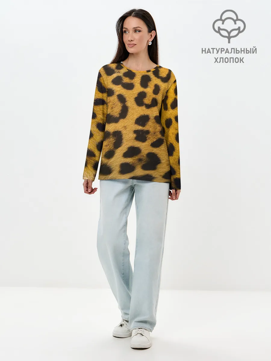 Лонгслив женский. Хлопок / Леопард