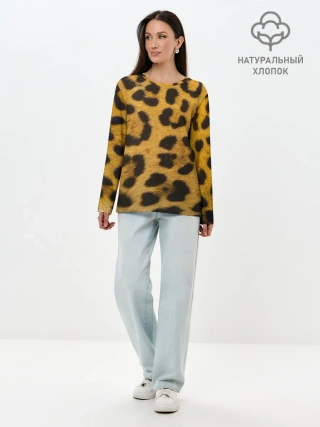 Лонгслив женский. Хлопок / Леопард
