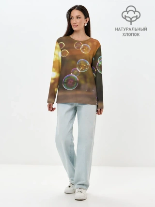 Лонгслив женский. Хлопок / Мыльные пузыри.