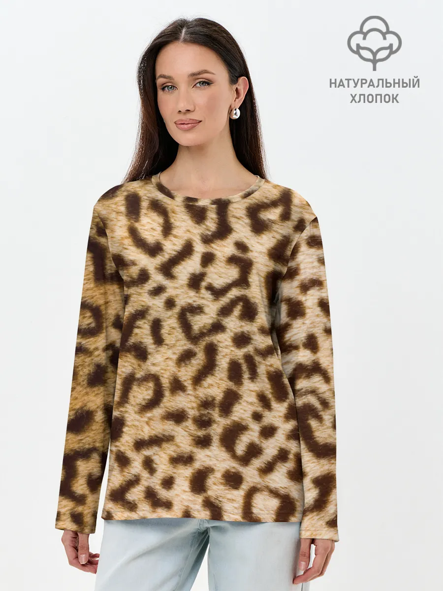 Лонгслив женский. Хлопок / Леопард