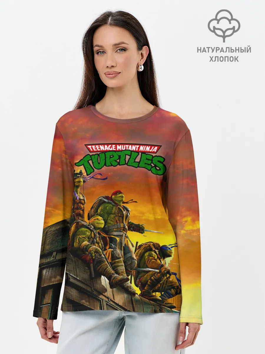 Лонгслив женский. Хлопок / Черепашки - ниндзя