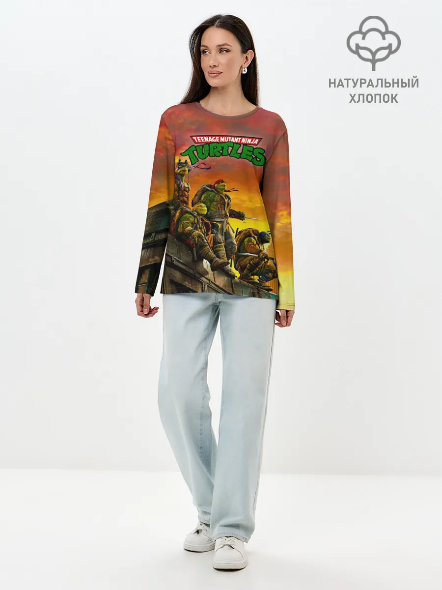 Лонгслив женский. Хлопок / Черепашки - ниндзя