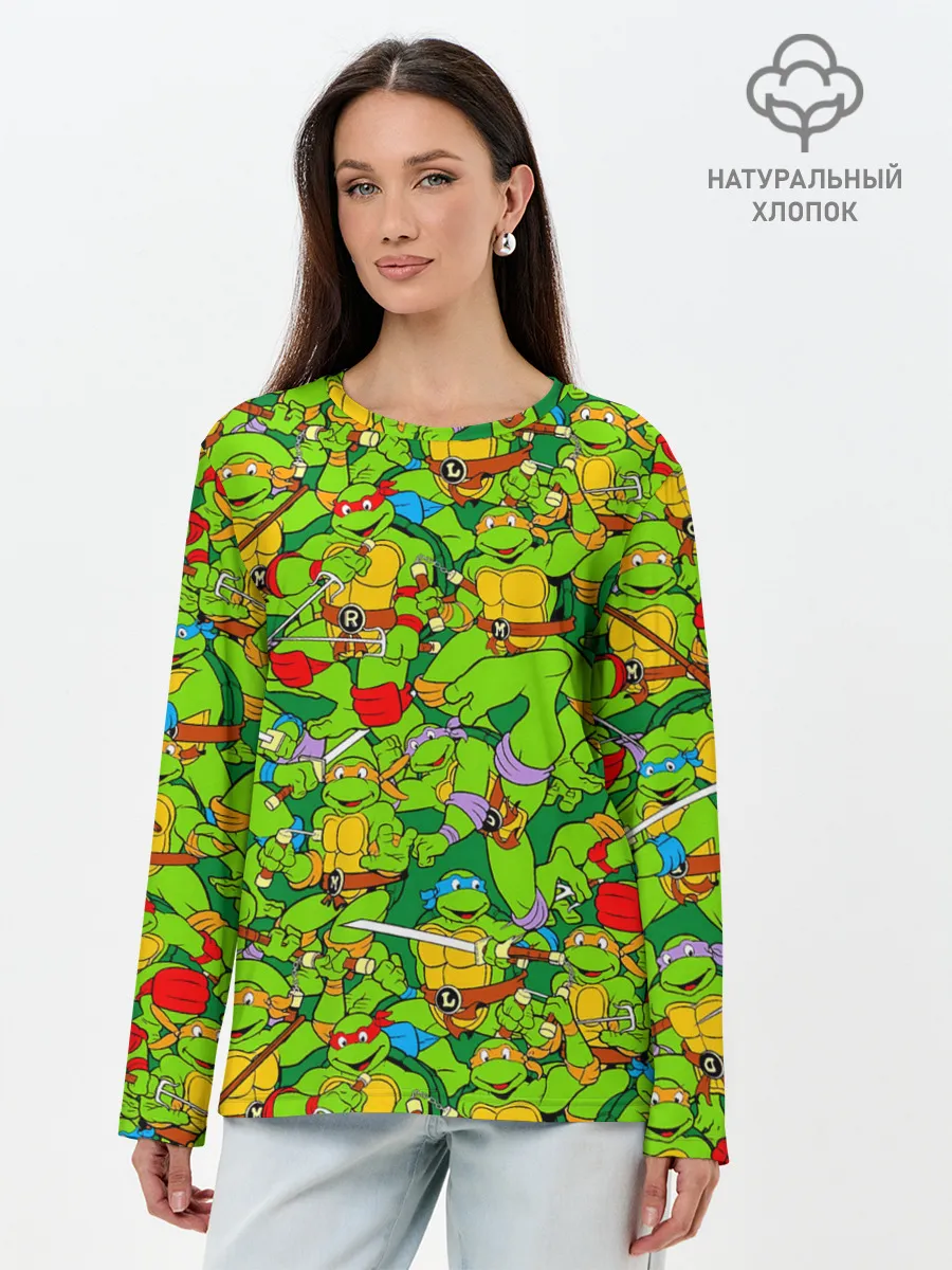 Лонгслив женский. Хлопок / Черепашки - ниндзя
