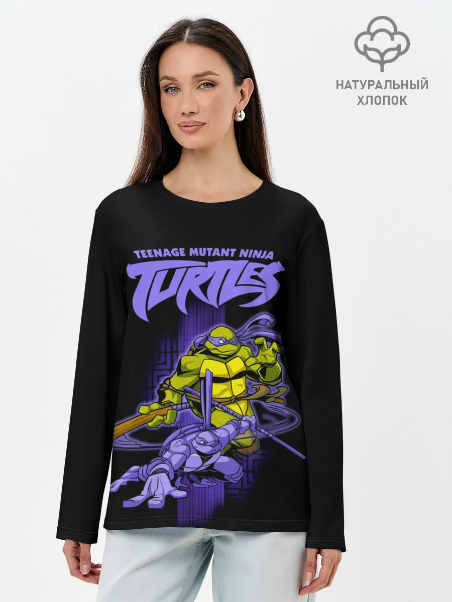Лонгслив женский. Хлопок / Черепашки - ниндзя