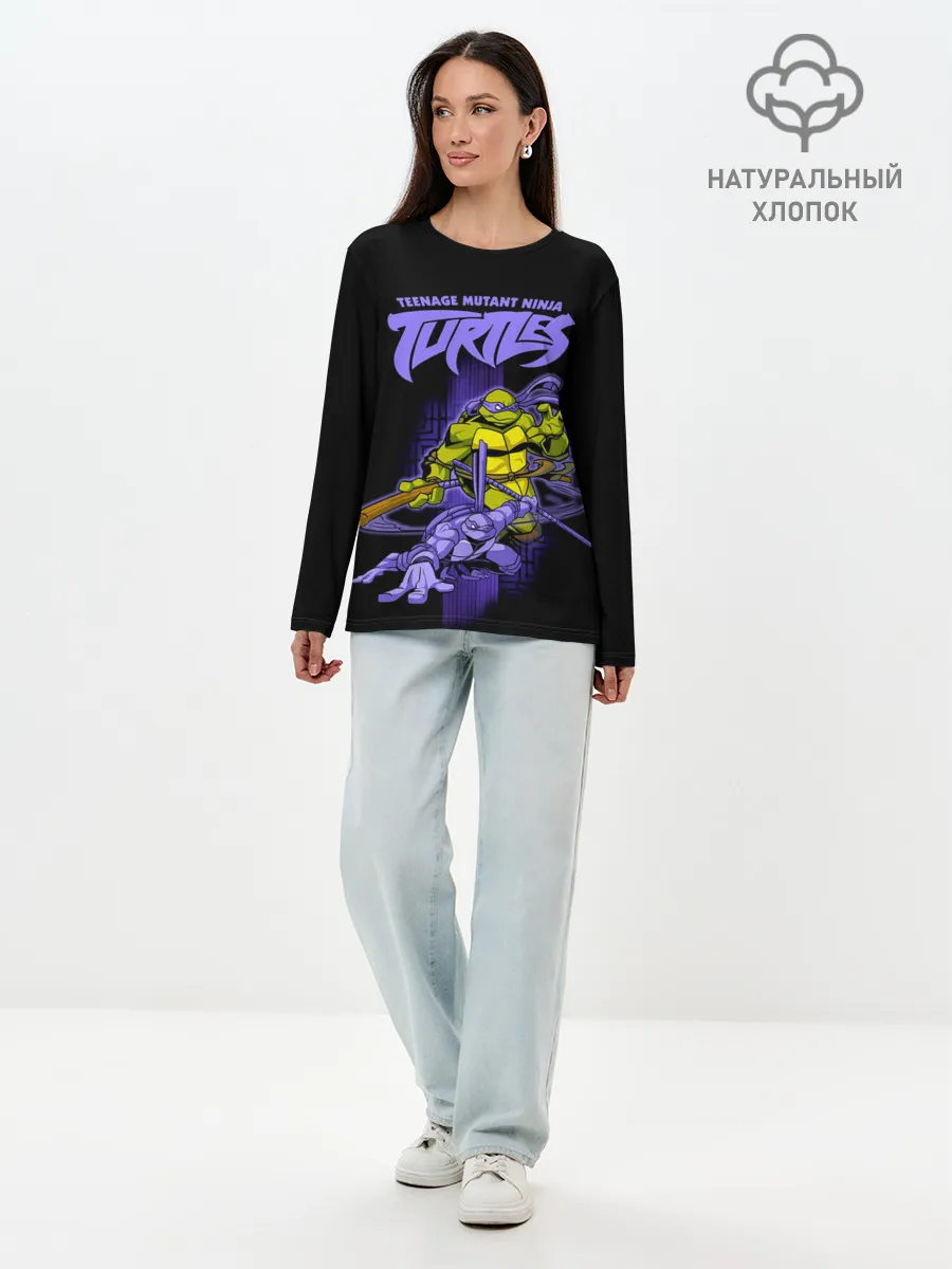 Лонгслив женский. Хлопок / Черепашки - ниндзя