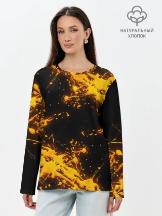 Лонгслив женский. Хлопок / БРЫЗГИ КРАСКИ NEON
