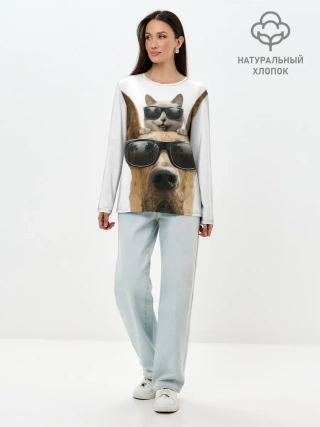Лонгслив женский. Хлопок / Блатные животные.