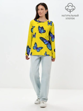 Лонгслив женский. Хлопок / БАБОЧКИ