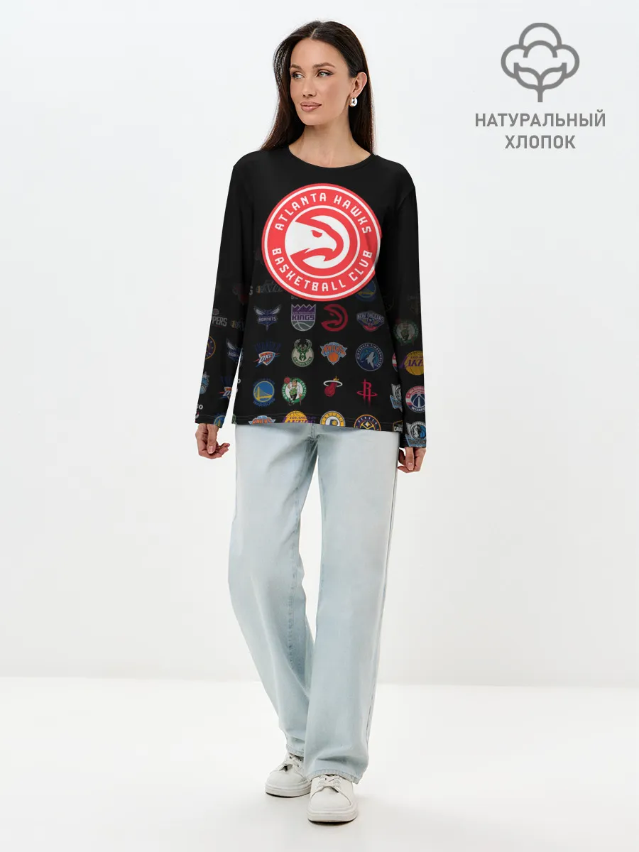 Лонгслив женский. Хлопок / Atlanta Hawks