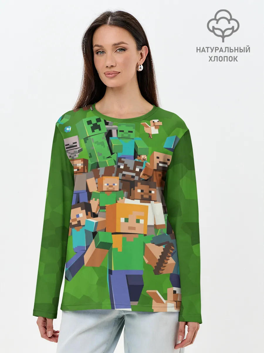 Лонгслив женский. Хлопок / Minecraft