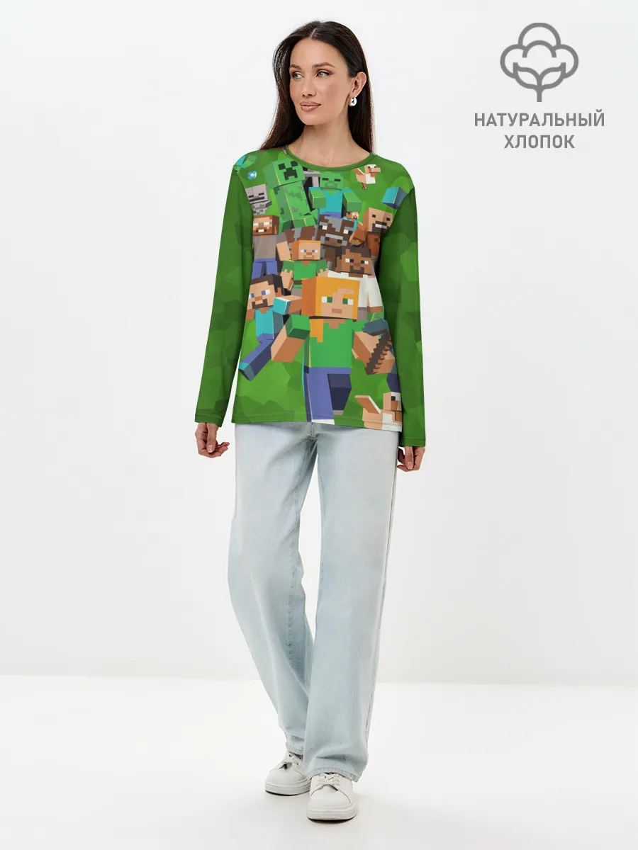 Лонгслив женский. Хлопок / Minecraft