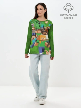 Лонгслив женский. Хлопок / Minecraft