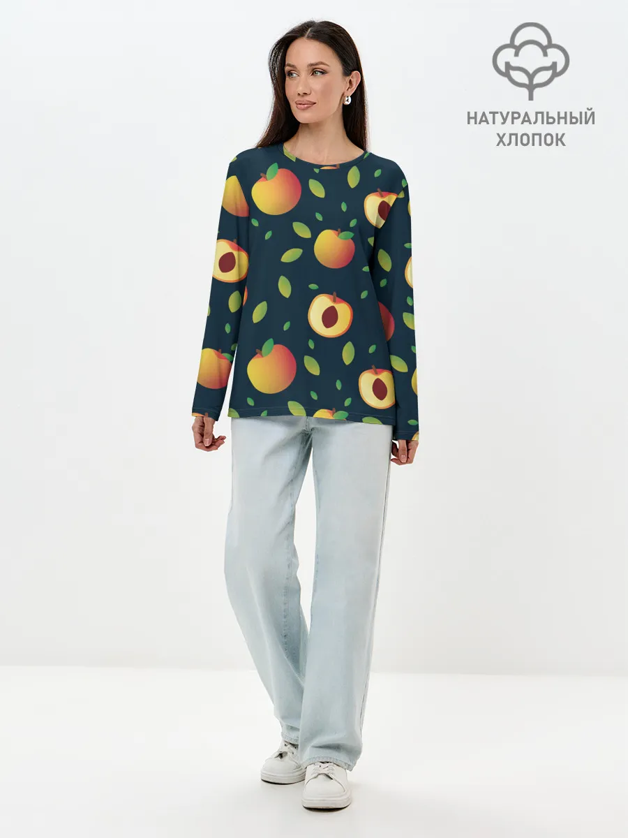 Лонгслив женский. Хлопок / Фруктовый арт